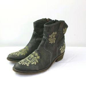 Miz mooz QVC dip dye olive embroidered booties